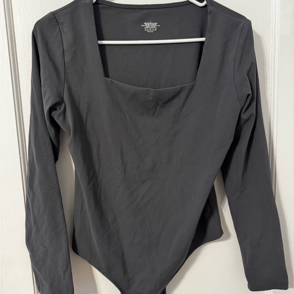 Chic Charcoal Long Sleeve Bodysuit